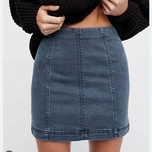 Free People Modern Femme Stretch Mini Denim Skirt Westminster Blue Jean - size 2